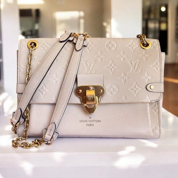 LOUIS VUITTON Empreinte Vavin Neige LV Cream Chain Shoulder Leather +Dust Bag - Picture 12 of 16